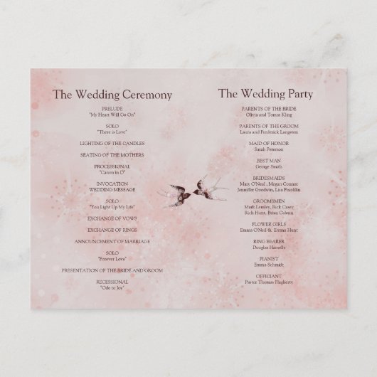 Cherry Blossom Sakura en Love Swallows Programme Aankondigingskaart (Achterkant)