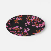 Cherry Blossom Sakura Floral Roze Zwart Papieren Bordje (Gekanteld)