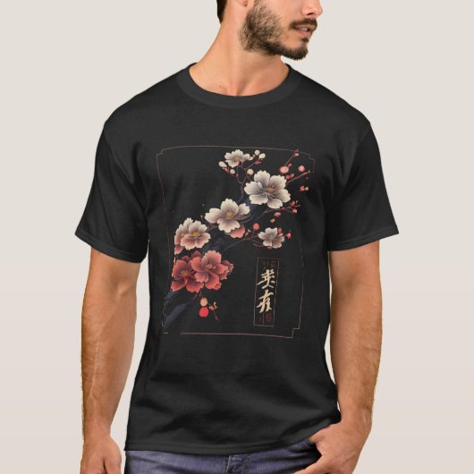 Cherry Blossom Sakura Flower Graphic Japan Vaporwa T-shirt (Voorkant)