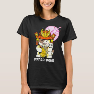 Cherry Blossom Sakura Flower Japans Lucky Cat Ma T-shirt