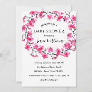 Cherry Blossom Sakura Flowers Baby shower Kaart
