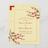 Cherry Blossom Sakura Flowers Tree Save the Date Aankondigingskaart (Voorkant / Achterkant)