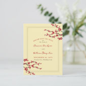 Cherry Blossom Sakura Flowers Tree Save the Date Aankondigingskaart (Staand voorkant)