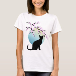 Cherry Blossom SAKURA Full Moon Cat 3 T-Shirt