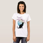 Cherry Blossom SAKURA Full Moon Cat 3 T-Shirt (Voorkant volledig)