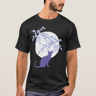 Cherry Blossom SAKURA Full Moon Cat 3 T-Shirt