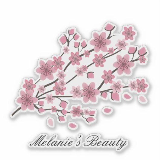 Cherry Blossom Sakura Gradient Pink Beauty Sticker (Voorkant)