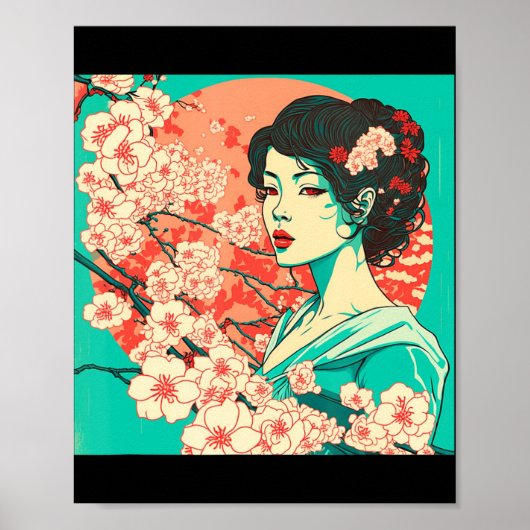 Cherry Blossom Sakura Japans kunstanimme Poster (Voorkant)