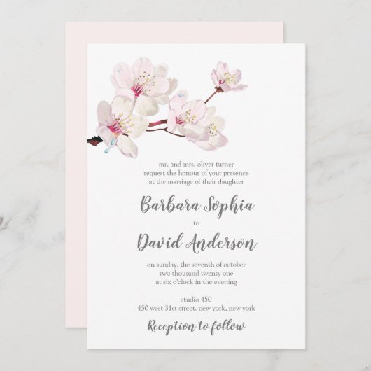 Cherry Blossom Sakura Japanse bruiloft Kaart (Voorkant / Achterkant)