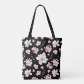Cherry Blossom Sakura Magnolia Spring Roze Zwart Tote Bag (Achterkant)