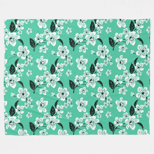 CHERRY BLOSSOM - SAKURA (MINT) FLEECE DEKEN (Voorkant (Horizontaal))