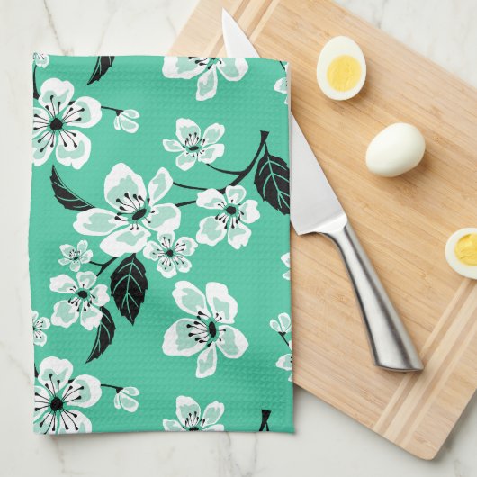 CHERRY BLOSSOM - SAKURA (MINT) THEEDOEK (Quarter Fold)