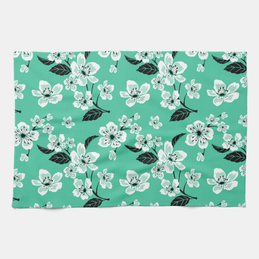 CHERRY BLOSSOM - SAKURA (MINT) THEEDOEK (Horizontaal)