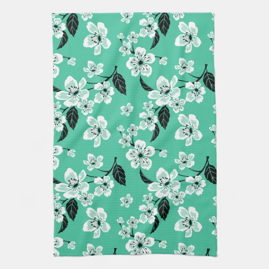 CHERRY BLOSSOM - SAKURA (MINT) THEEDOEK (Verticaal)