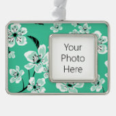 CHERRY BLOSSOM - SAKURA (MINT) VERZILVERD OMLIJST ORNAMENT (Voorkant)