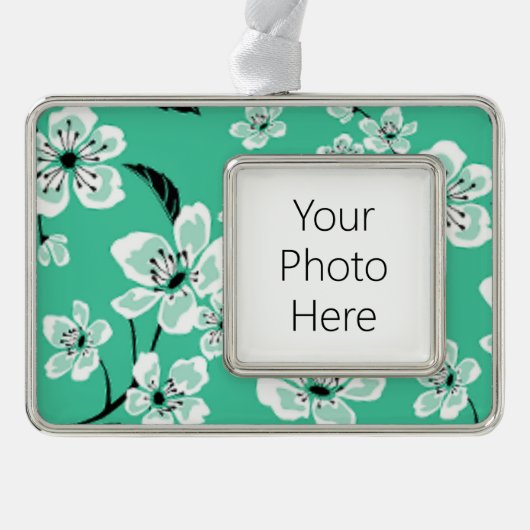 CHERRY BLOSSOM - SAKURA (MINT) VERZILVERD OMLIJST ORNAMENT (Voorkant)