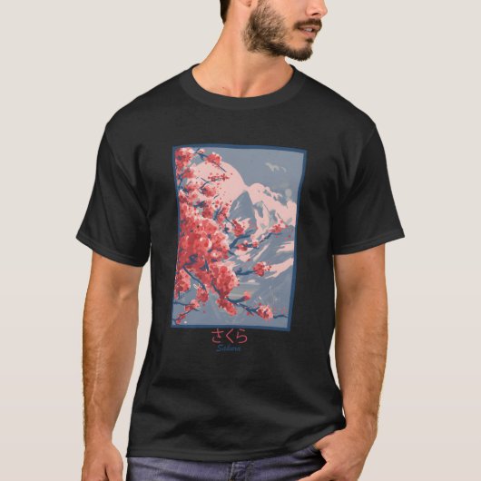 Cherry Blossom Sakura Mountains T-shirt (Voorkant)