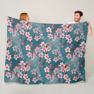 Cherry Blossom - Sakura naadloos patroon 1 Fleece Deken