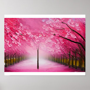 Cherry Blossom Sakura Oil Painting Poster Home Dec