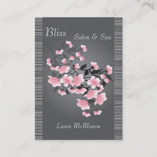 Cherry blossom (Sakura) op een lichtgrijze achterg Visitekaartje (Voorkant)