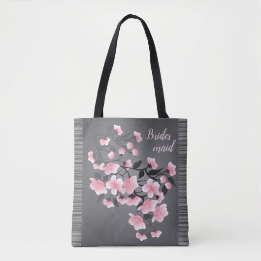 Cherry blossom/Sakura op grijs Bridesmaid Tote Bag (Voorkant)