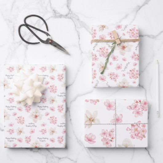CHERRY BLOSSOM SAKURA PATROON NAME WRAPPINGPAPIER INPAKPAPIER VEL (Voorkant)