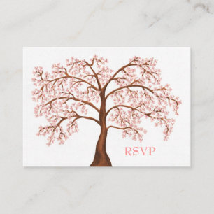 Cherry Blossom Sakura Pearl Wedding RSVP Kaarten