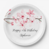 Cherry blossom Sakura Pink Floral Birthday Papieren Bordje (Voorkant)