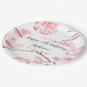 Cherry blossom Sakura Pink Floral Birthday Papieren Bordje (Gekanteld)