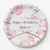 Cherry blossom Sakura Pink Floral Birthday Papieren Bordje (Voorkant)