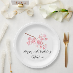 Cherry blossom Sakura Pink Floral Birthday Papieren Bordje