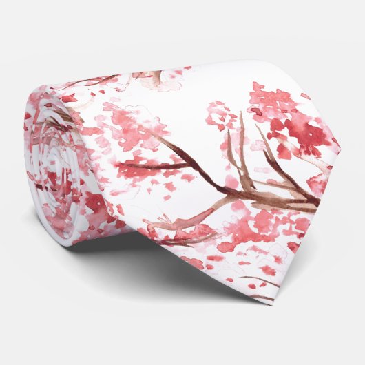 Cherry blossom Sakura Pink Floral Wedding Stropdas (Opgerold)