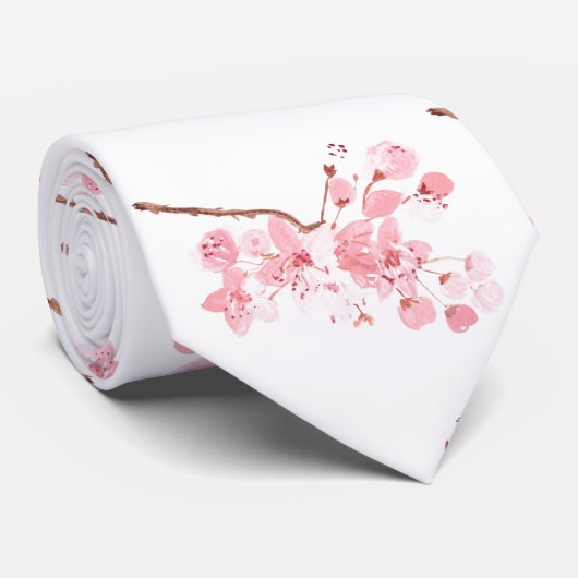 Cherry blossom Sakura Pink Floral Wedding Stropdas (Opgerold)