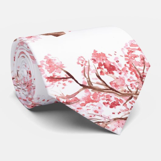 Cherry blossom Sakura Pink Floral Wedding Stropdas (Opgerold)