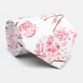 Cherry blossom Sakura Pink Floral Wedding Tree Stropdas (Opgerold)