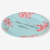 Cherry blossom Sakura Pink Turquoise Birthday Pap Papieren Bordje (Gekanteld)