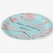 Cherry blossom Sakura Pink Turquoise Birthday Papieren Bordje (Gekanteld)