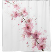 Cherry Blossom Sakura Pink White Pastel Floral Douchegordijn (Voorkant)