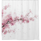 Cherry Blossom Sakura Pink White Pastel Floral Douchegordijn (Voorkant)
