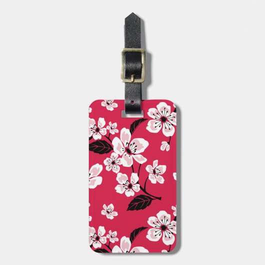 CHERRY BLOSSOM - SAKURA (RED) BAGAGELABEL (Voorkant verticaal)