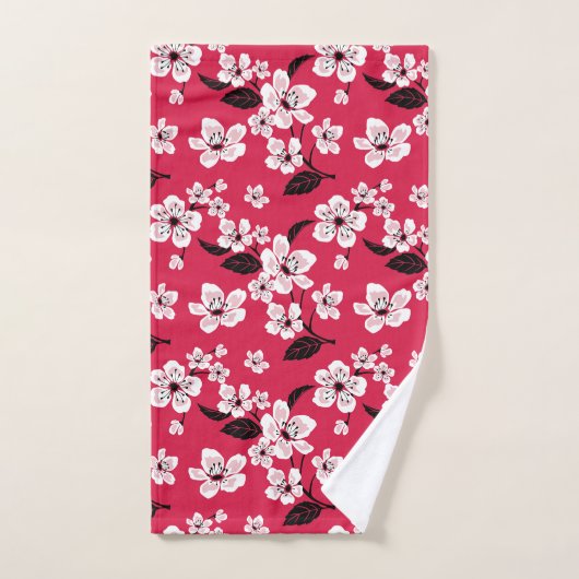 CHERRY BLOSSOM - SAKURA (RED) BATH TOWEL SET BAD HANDDOEK (Handdoek)