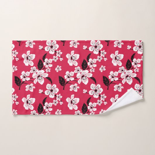 CHERRY BLOSSOM - SAKURA (RED) BATH TOWEL SET BAD HANDDOEK (Handdoek)