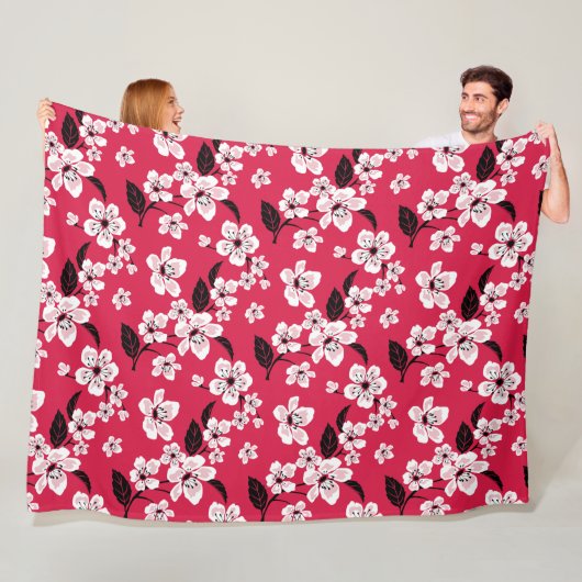 CHERRY BLOSSOM - SAKURA (RED) FLEECE DEKEN (In situ)