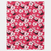 CHERRY BLOSSOM - SAKURA (RED) FLEECE DEKEN (Voorkant)