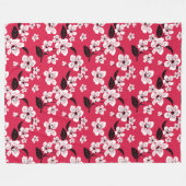 CHERRY BLOSSOM - SAKURA (RED) FLEECE DEKEN (Voorkant (Horizontaal))