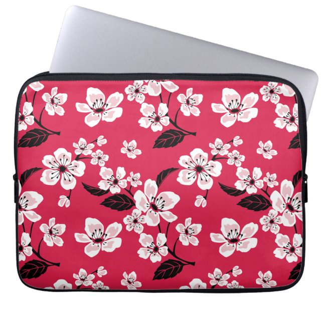 CHERRY BLOSSOM - SAKURA (RED) LAPTOP SLEEVE (Voorkant)
