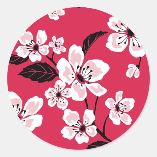 CHERRY BLOSSOM - SAKURA (RED) SQUARE STICKER (Voorkant)