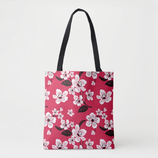 CHERRY BLOSSOM - SAKURA (RED) TOTE BAG (Voorkant)