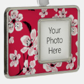CHERRY BLOSSOM - SAKURA (RED) VERZILVERD OMLIJST ORNAMENT (Rechts)
