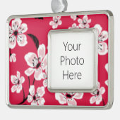 CHERRY BLOSSOM - SAKURA (RED) VERZILVERD OMLIJST ORNAMENT (Links)